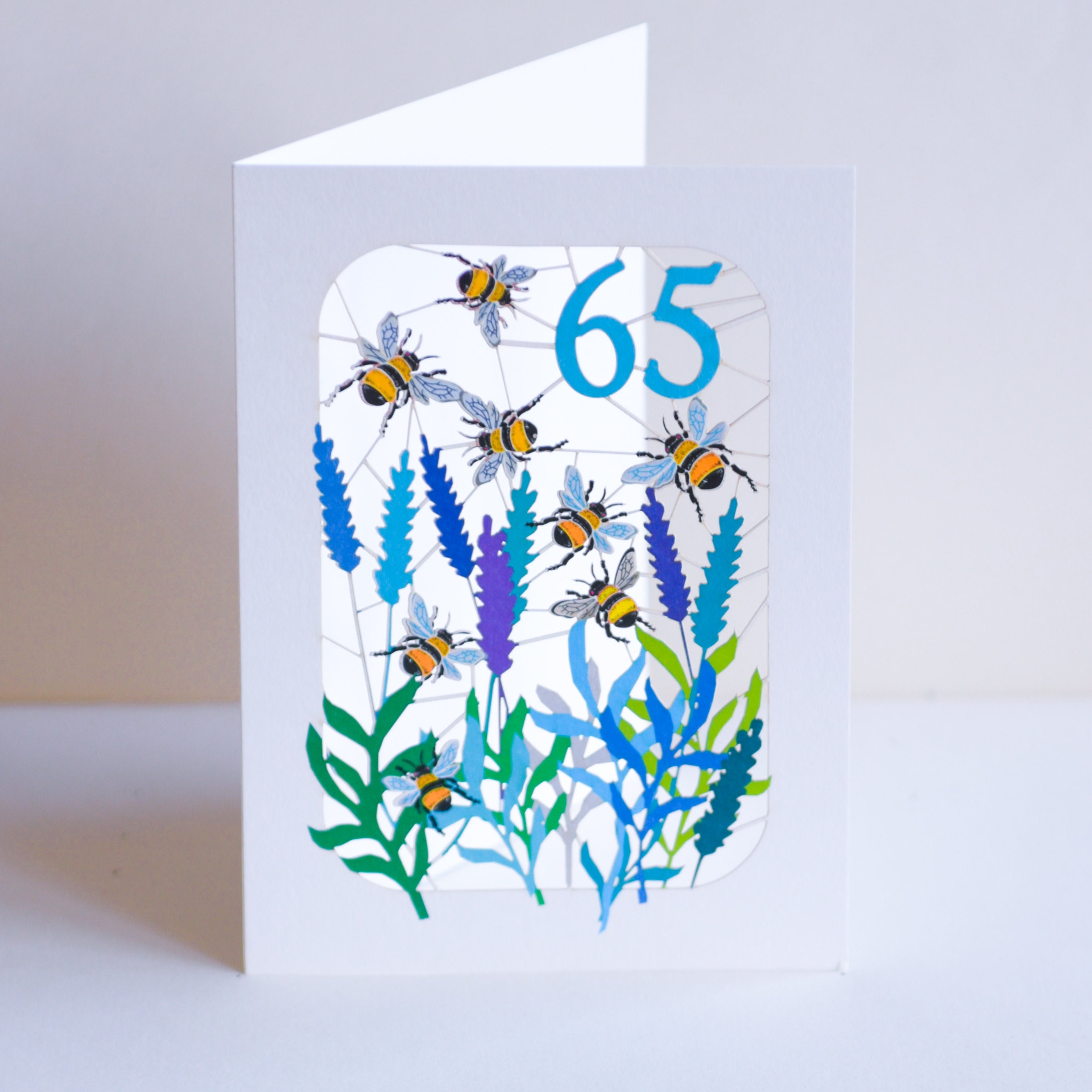 65th Birthday Bee Card, Lasercut Card, Age 65 Card, Birthday Bee Card ...