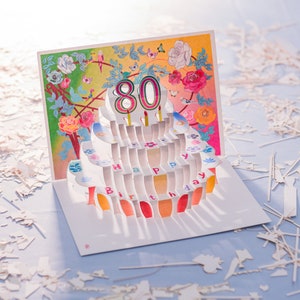 80th Birthday Rose Card - Pop Up Card - Age 80 Card, Birthday Flower Card, Cards for her, Cards for him, Made in the UK/ROSEPOP180