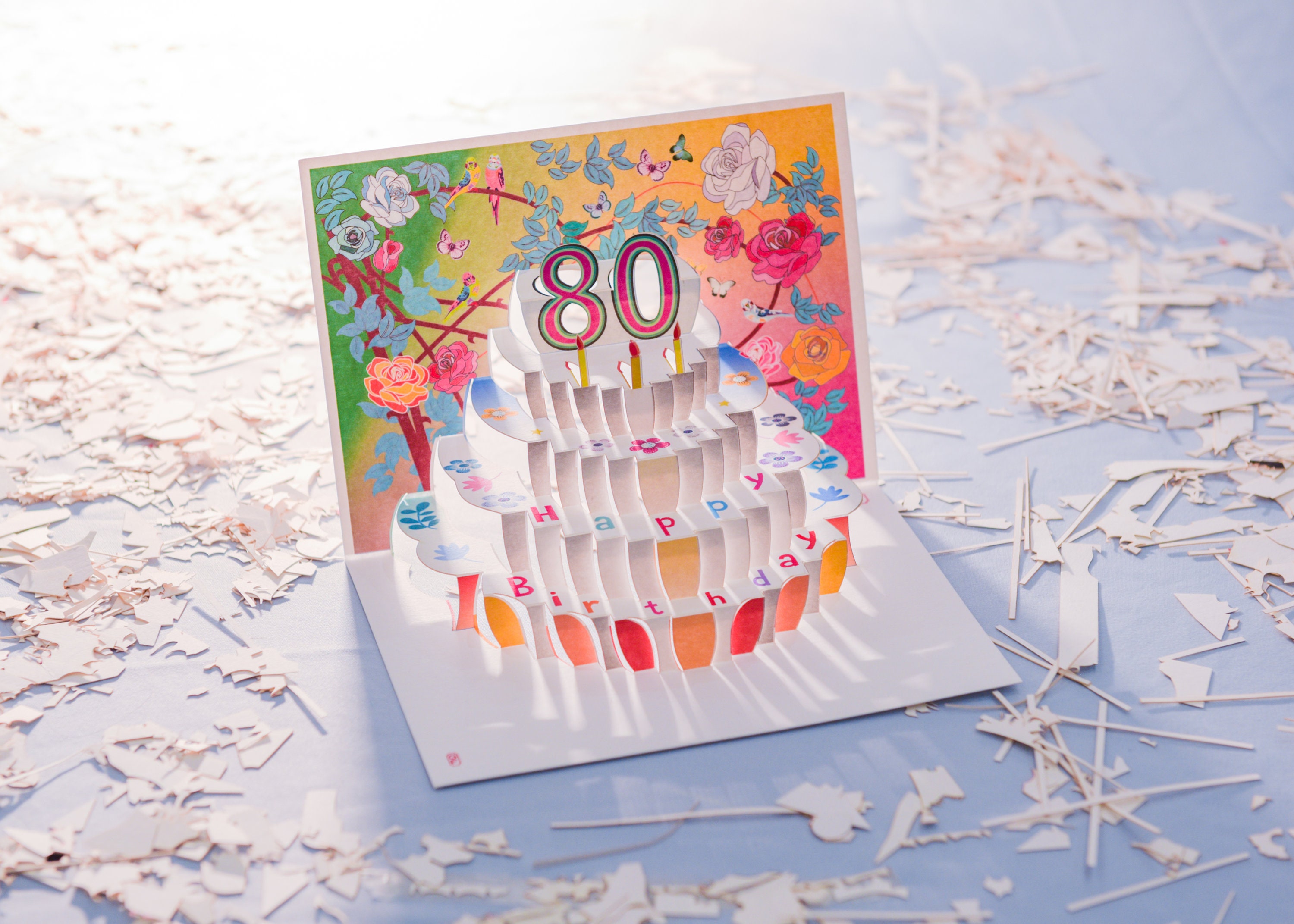 80th Birthday Rose Card - Pop up Card - Age 80 Card, Birthday Flower ...