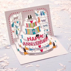 Anniversary Cat Card Cat Lover gift Happy Anniversary Card, Pop up Card, 3DCard, Cards for her, Made in the UK /A122 POP image 1