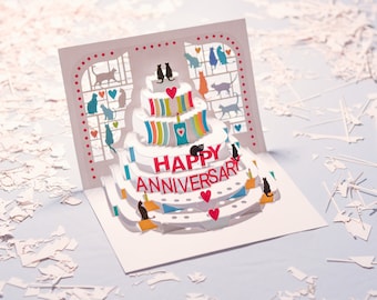 Carte d'anniversaire de chat - cadeau pour amoureux des chats - carte de joyeux anniversaire, carte pop-up, carte 3DCard, cartes pour elle, fabriquée au Royaume-Uni / A122 POP