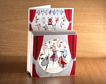Cancan Dancers on Stage Card - Blank Card, Pop up Card, 3D Pop out Box Card, Made in the UK /BX241