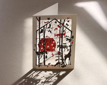 Tarjeta en blanco troquelada con láser para amantes de los animales - Tarjeta artística, Tarjetas para ella, Tarjetas para él, Hecha en el Reino Unido /E49