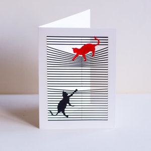 Cats on Blind - Blank card - Trendy Card, Lasercut card, Cards for her, Cards for him, Gift for Cat lover, Made in the UK /E26