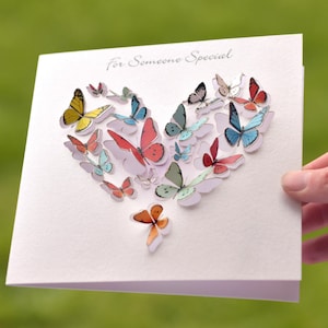 Vlinderkaart voor een speciaal iemand, Valentijnsdag, 3D-sculptuurkaart, kaart voor vrouwen, kaarten voor haar, vlinderliefhebber, Made in the UK /LS15