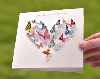 Butterfly Card For Someone Special, Valentines Day, 3D sculpture card, Card for women, Cards for her, butterfly lover, Made in the UK /LS15