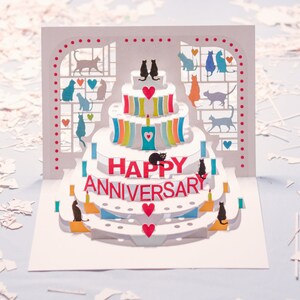 Anniversary Cat Card Cat Lover gift Happy Anniversary Card, Pop up Card, 3DCard, Cards for her, Made in the UK /A122 POP image 2