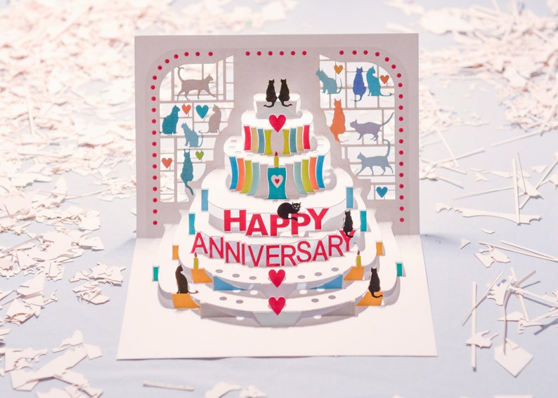 Anniversary Cat Card Cat Lover gift Happy Anniversary Card, Pop up Card, 3DCard, Cards for her, Made in the UK /A122 POP image 2