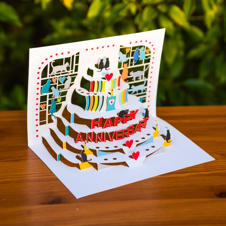 Anniversary Cat Card Cat Lover gift Happy Anniversary Card, Pop up Card, 3DCard, Cards for her, Made in the UK /A122 POP image 4