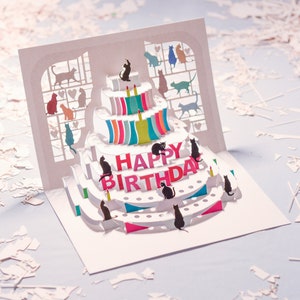 Carte de joyeux anniversaire chat - cadeau pour amoureux des chats - carte d'anniversaire, carte pop-up, carte 3DCard, cartes pour elle, fabriquée au Royaume-Uni / A121 POP