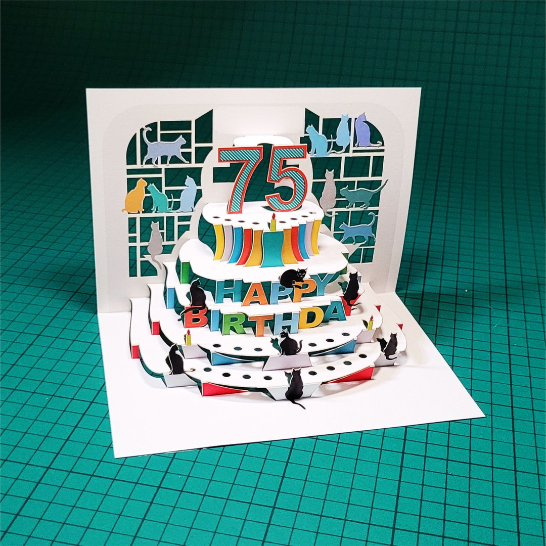 75th Brthday Pop Up Card Age 75th Brthday Card 75 Age - Etsy