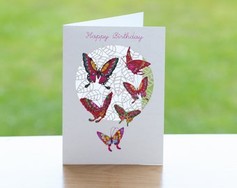 Happy Birthday Butterfly Card - Japanese Butterfly Birthday Card - Customisable Message - Lasercut 3D Birthday Card - Made in UK - PM676B