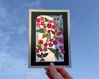 Blank Hummingbird Card - Blank Card , Birds Card, Nature-lover card - Cards for her - Lasercut Card - Made in UK -  PM457