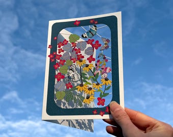 Blank Butterfly and Blossom Card - Japanese Butterfly Birthday Card - Customisable Message - Lasercut 3D Birthday Card - Made in UK - PM434