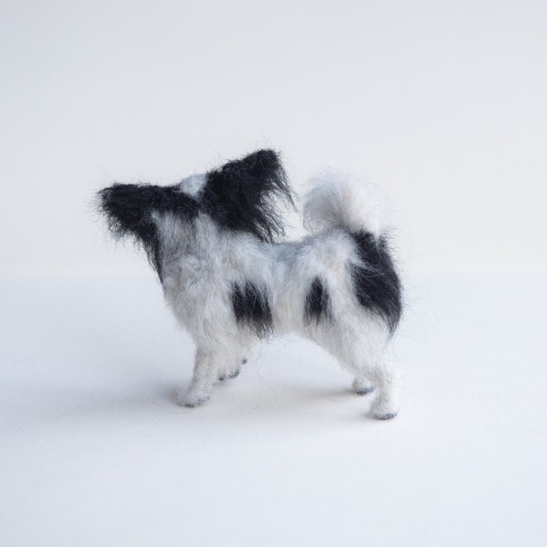 Custom Pet Ornament/ Personalised Miniature Pet Portrait / Made to Order Posable Needle Felted Dog Sculpture/ Papillon Dog / Cute Little Dog image 7