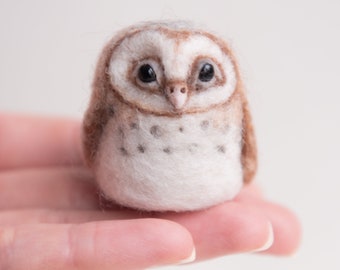 Cute Owl Gift/ Made to Order Miniature Needle Felted Barn Owl Sculpture: Custom / Personalised Bird Ornament