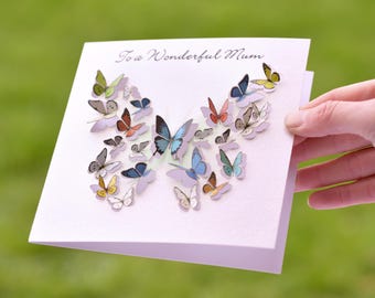 Butterfly Card To a Wonderful Mum, Mother's Day Card, Card for women, Cards for her, butterfly lover, nature lover, Made in UK /LS43