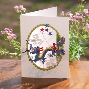Blanko Drachen Karte - Spirituelle Karte, Chinesischer Drachen Karte - Karten für Sie - Karten für Ihn, Lasercut Karte - Made in the UK - PM504