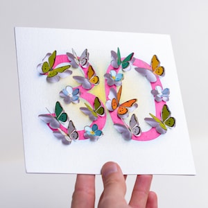 Carte de 30 ans papillon - Jolie carte sculpture 3D - Carte de 30 joyeux anniversaire, cartes pour elle, cadeau pour jardinier, fabriquée au Royaume-Uni / LS28