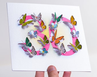 Butterfly Age 30th Birthday Card - Pretty 3D sculpture card - Happy Birthday 30 Card, Cards for her, Gift for Gardener, Made in the UK /LS28