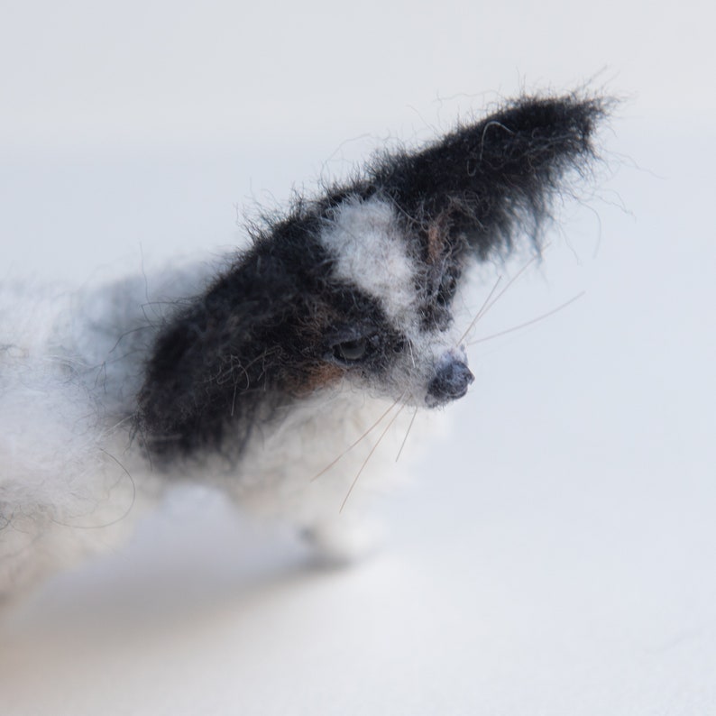 Custom Pet Ornament/ Personalised Miniature Pet Portrait / Made to Order Posable Needle Felted Dog Sculpture/ Papillon Dog / Cute Little Dog image 8