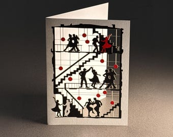 Tarjeta en blanco para bailar en pareja - Tarjeta única para amantes del baile, tarjeta cortada con láser, tarjetas para ella, tarjetas para él, fabricada en el Reino Unido /E47