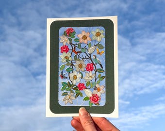 Bird, flowers and butterflies Card - Blank Card - Flower lover Card - Gardeners card - Cards for her - Lasercut Card - Made in the UK /PM441