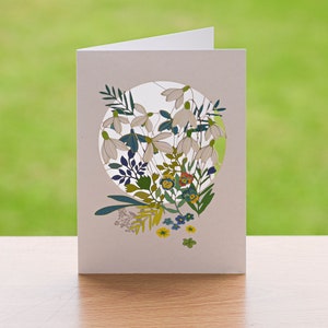 Lente sneeuwklokjeskaart - blanco kaart - bloemenkaart, kaart bloemenliefhebber, kaart tuinmannen - kaarten voor haar - lasergesneden kaart - gemaakt in het Verenigd Koninkrijk /PM417