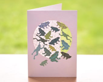 Frog Lovers Card - Blank Card - Nature lover Card, Animal lover Card, Cards for him - Cards for her - Lasercut Card - Made in the UK /PM854