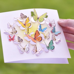Carte vierge papillon - carte sculpture 3D - carte pour femme, cartes pour elle, cadeau pour jardinier, amateur de papillons, amoureux de la nature, fabriqué au Royaume-Uni / LS03
