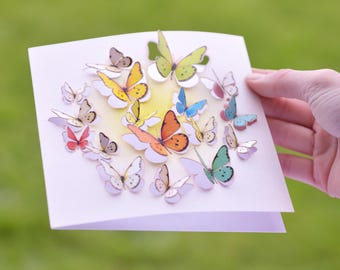 Butterfly Blank Card - 3D sculpture card - Card for women, Cards for her, Gift for Gardener, butterfly lover, nature lover, Made in UK /LS03