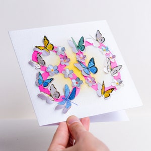 Biglietto di auguri per l'80° compleanno di Butterfly Age - Grazioso biglietto con scultura 3D - Biglietto di auguri per 80 anni, Biglietti per lei, Regalo per giardiniere, Prodotto nel Regno Unito /LS33