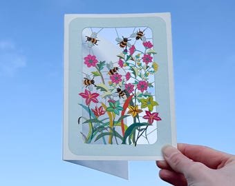 Blank Bumblebee Card - Bee lover card - Blank Card, Lasercut card, Cards for her, Cards for him, Gift for nature lover, Made in UK /PM437