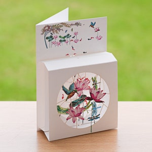 Carte martin-pêcheur et lys - carte pop-up - carte étang aux nénuphars, carte amoureux de la nature, cartes pour elle, cartes pour lui, fabriqué au Royaume-Uni / BX121