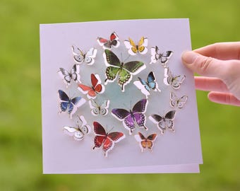 Butterfly Blank Card - 3D sculpture card - Card for women, Cards for her, Gift for Gardener, butterfly lover, nature lover, Made in UK /LS04