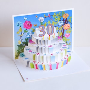 Biglietto di auguri per il 30° compleanno con rose - Biglietto pop-up - Biglietto per 30 anni, Biglietto di auguri con fiori di compleanno, Biglietti per lei, Biglietti per lui, Prodotto nel Regno Unito/ROSEPOP130