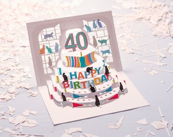 Biglietto di auguri pop-up per il 40° copleanno, originale Second