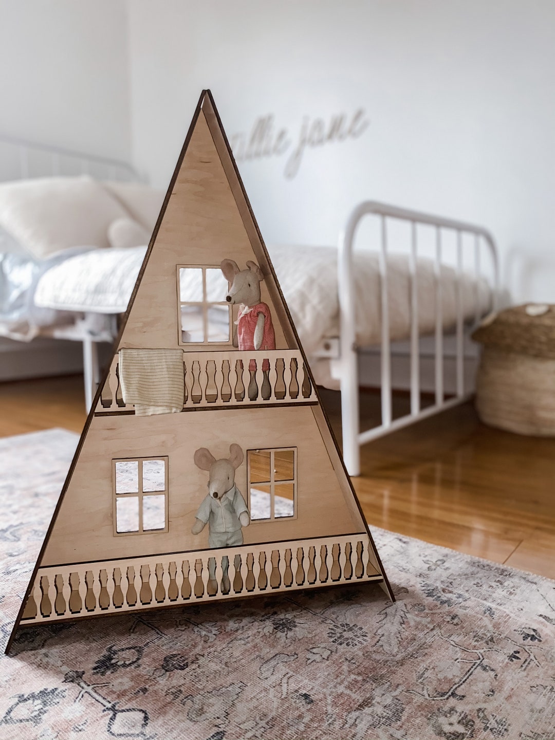 Aframe Mouse House , Wall Hanging Doll House , Wooden Doll House
