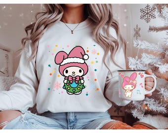 Sudadera navideña My Melody • Suéter navideño kawaii pastel
