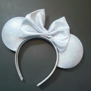 Silver Mickey ears, shiny Mouse ears, iridescent Minnie Mouse ears, sparkly Disney ears, Disney World outfit, Disneyland bounding, adult ear