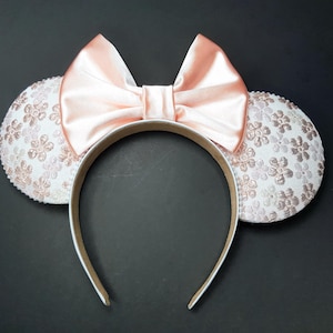 Flower Mickey ears, floral Mouse ears, Daisy rose gold, blush pink ears, Disney World outfit, Disneyland bound