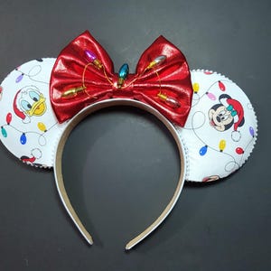 Christmas Mickey ears, holiday Mouse ears, Christmas light ears, Mickey ears adult, Minnie ears headband, Disney christmas ears