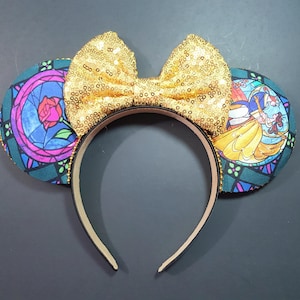 Belle Minnie ears, Beauty and the Beast Mickey ears, princess Minnie ears, Belle Mickey ears, Belle Mouse ears, Beauty and the Beast