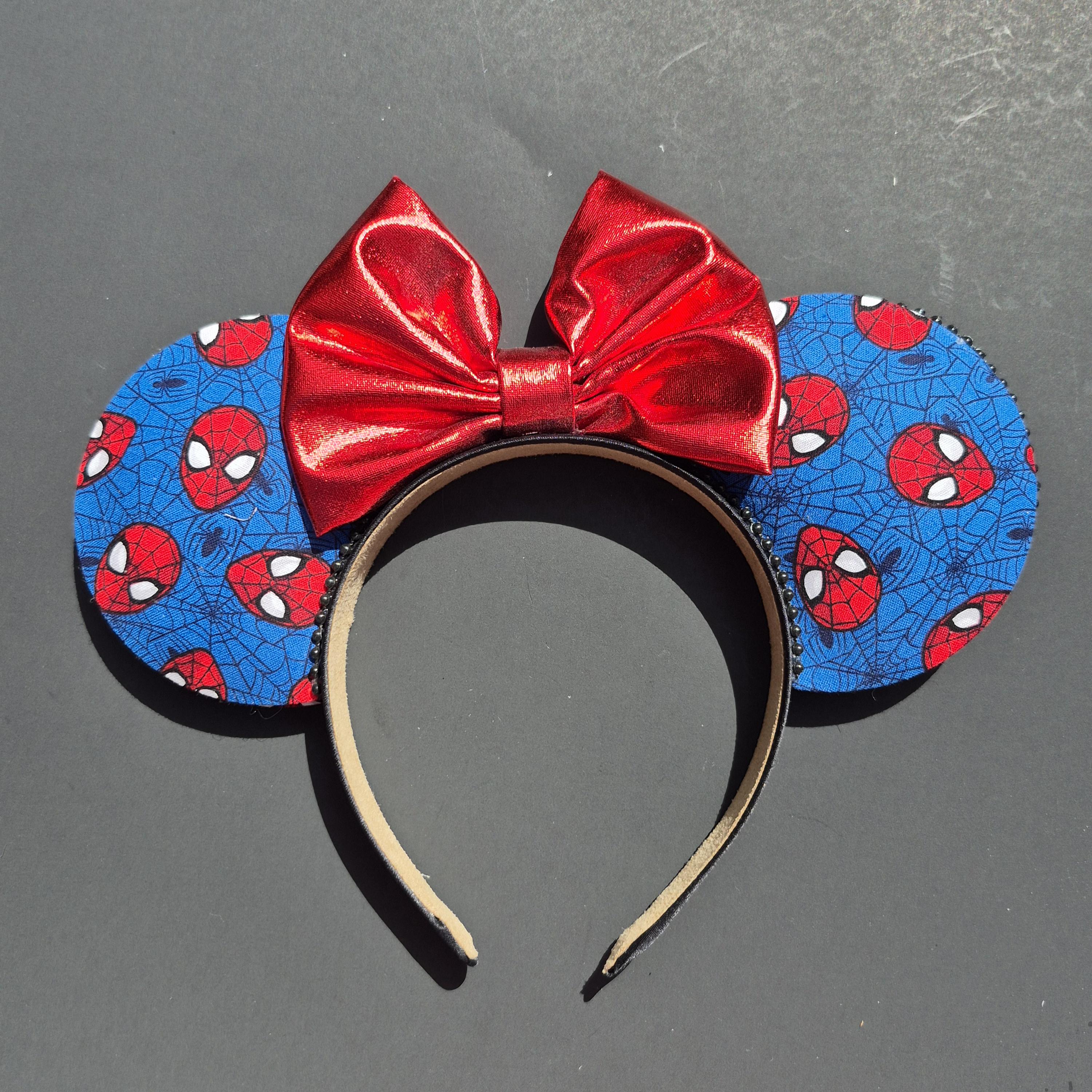 Spiderman Mickey Ears, Blue Minnie Mouse Ears With Red Bow 