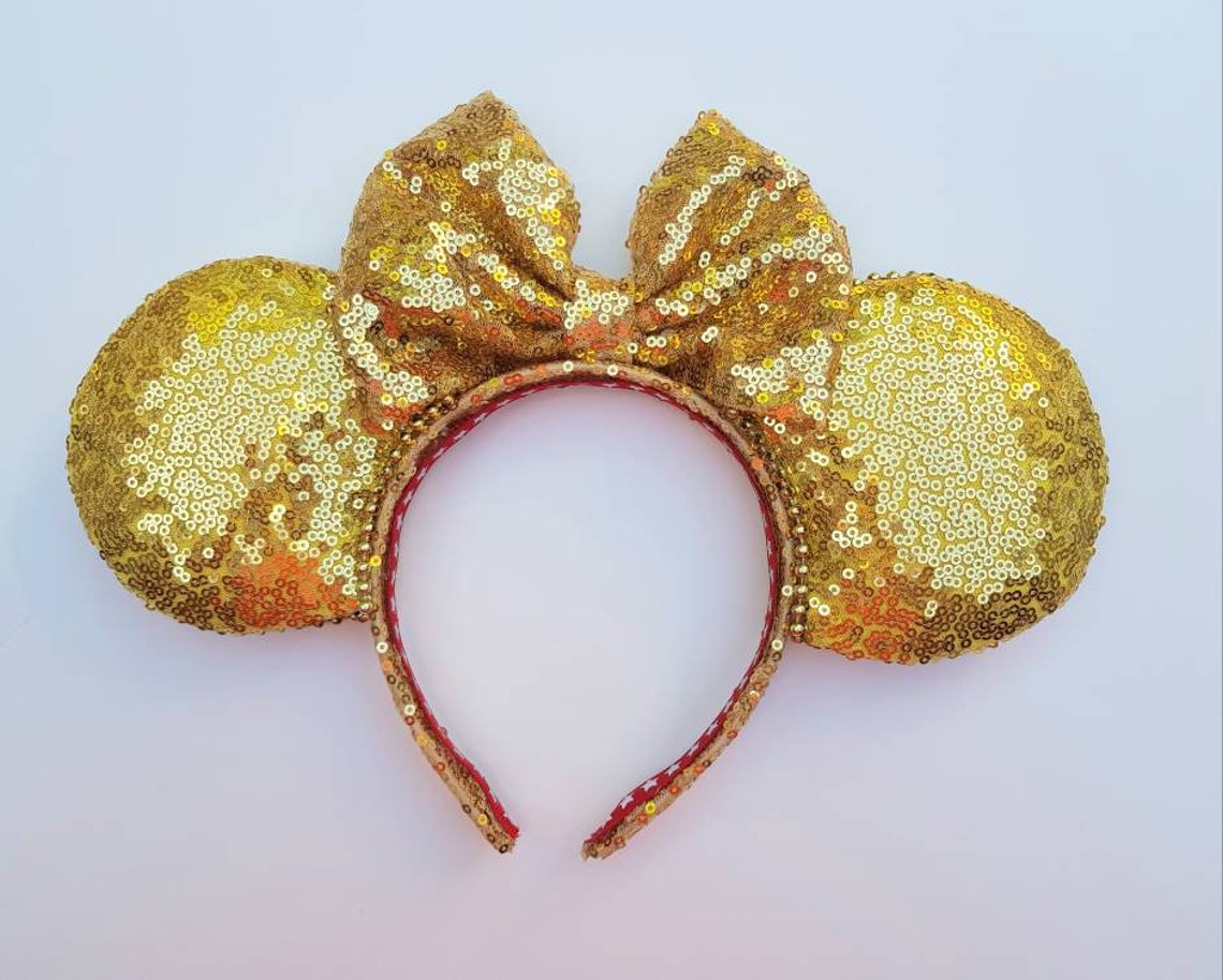 Gold mickey ears gold Minnie ears gold sequin Disney Mickey | Etsy