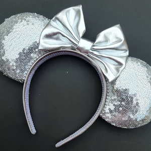 Silver sequin Mickey ears silver Minnie Mouse ears, silver Mickey Mouse ears, sequin Mouse ears, sequin silver Mickey ears