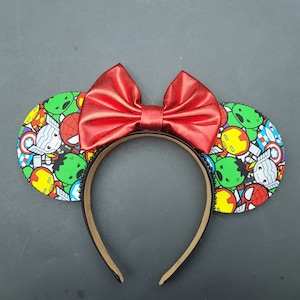 Avengers Minnie ears, Avengers Mickey ears, Avengers Mouse ears, avengers ears red bow