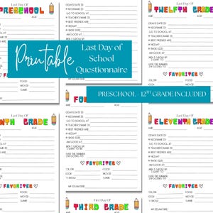 Last Day of School Interview, Back to School Printable, Back to School Questionnaire, About Me for Kids, School Memories, Worksheet