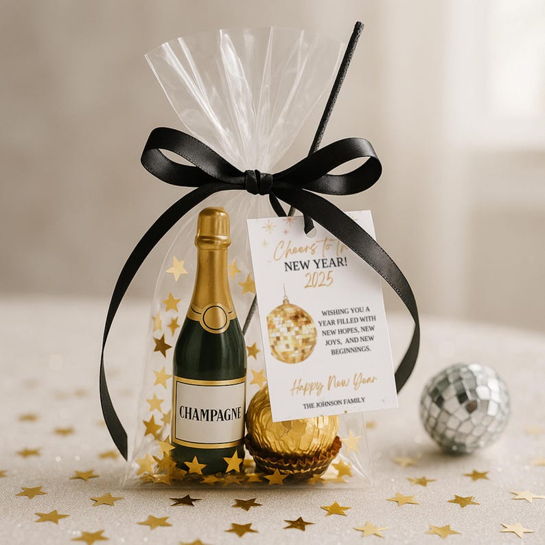 Cheers to the New Year Gift Tag Template, Editable New Year's Gift Tag, Printable New Year's Tag, Instant Download, Canva image 4