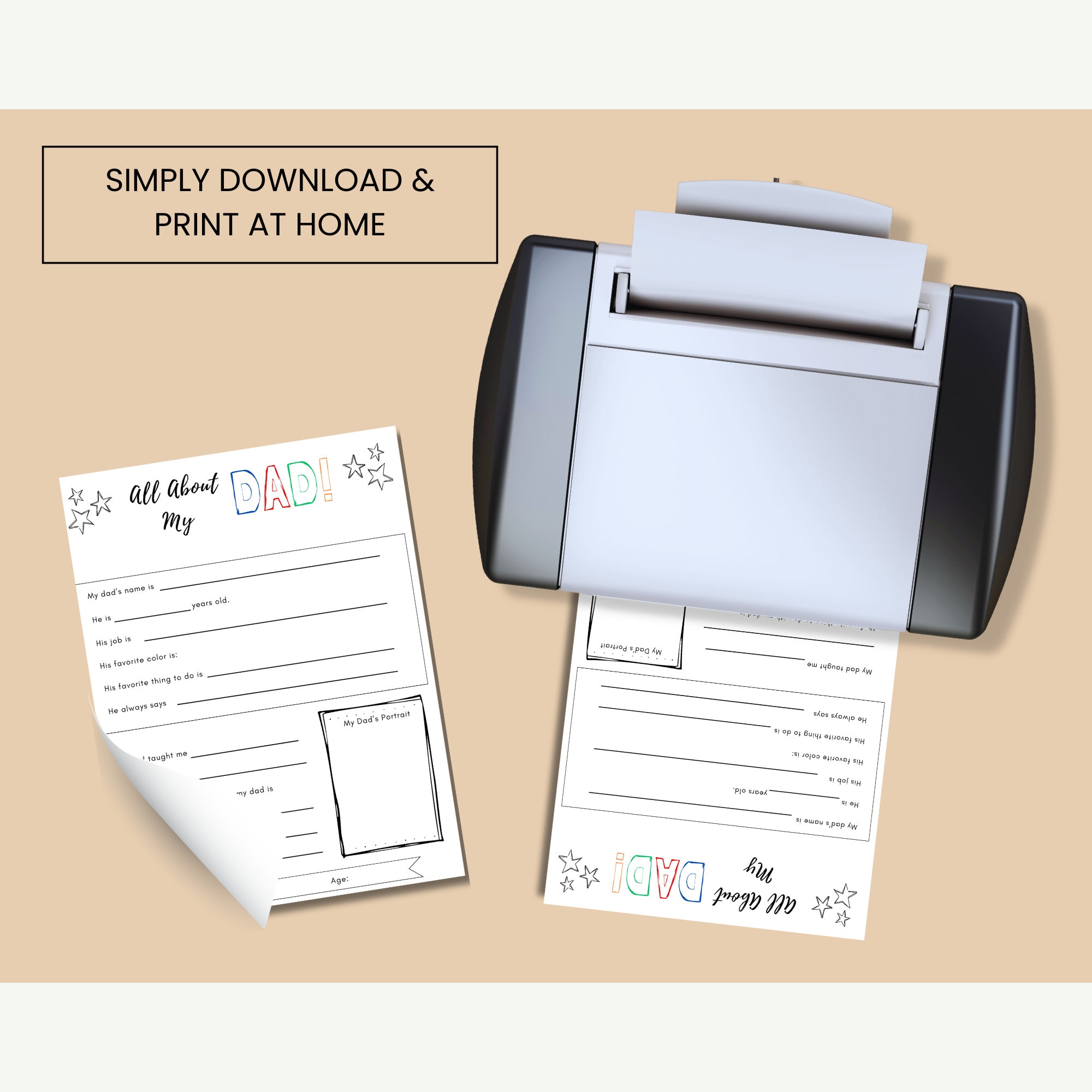 All About My Dad Printable, Father's Day Questionnaire, Father's Day ...